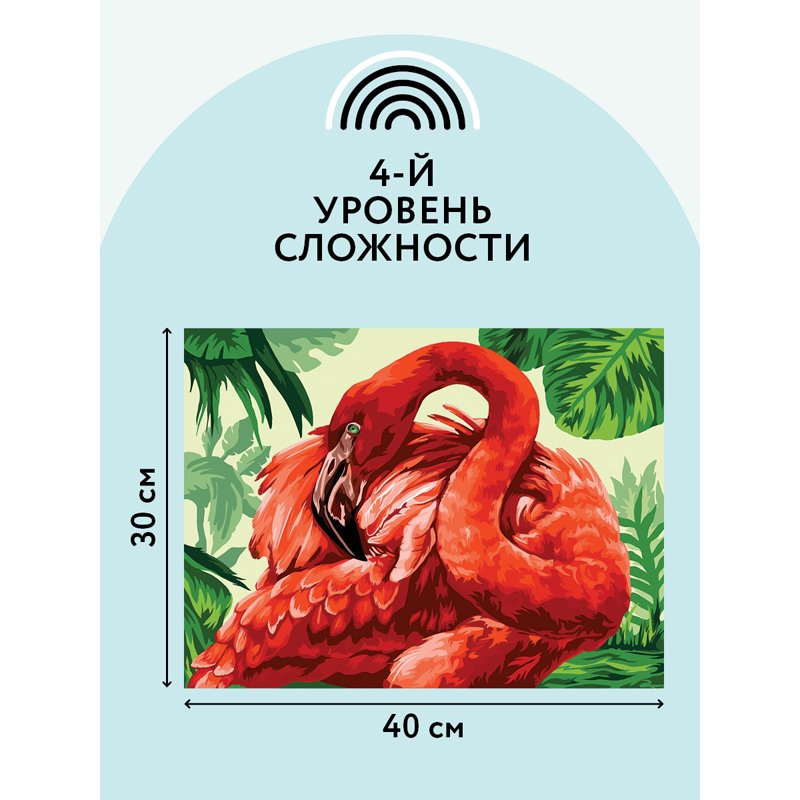 Картина по номерам на холсте ТРИ СОВЫ «Розовый фламинго», 30×40, с акриловыми красками и кистями