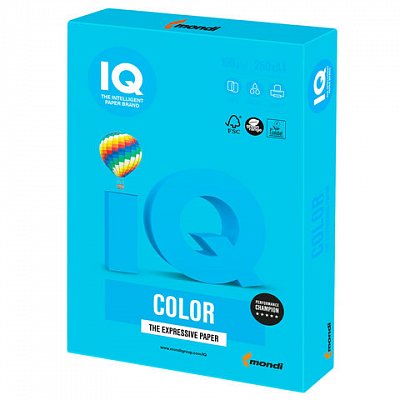 Бумага IQ color, А4, 160 г/м2, 250 л., интенсив светло-синяя