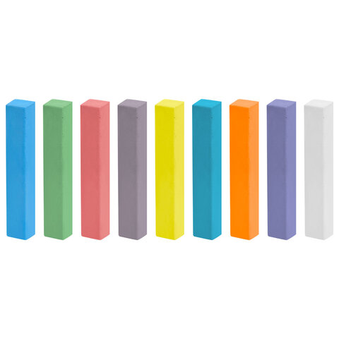 Мел в ведерке для асфальта и классной доски 40 штук, цветной квадратный, ПИФАГОР