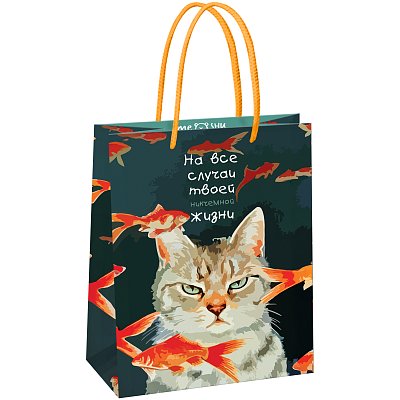 Пакет подарочный 18×23×10см MESHU «Moody cat», глянцевая ламинация