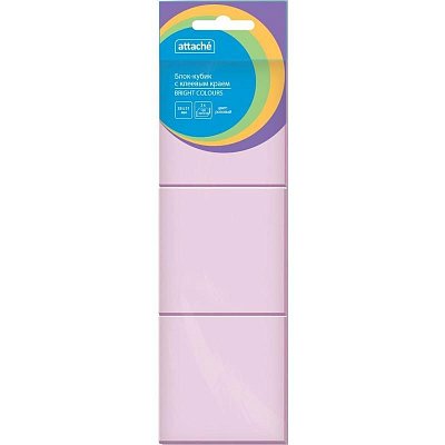 Стикеры Attache Bright colours 38×51 мм пастельные розовые (3 блока по 100 листов)