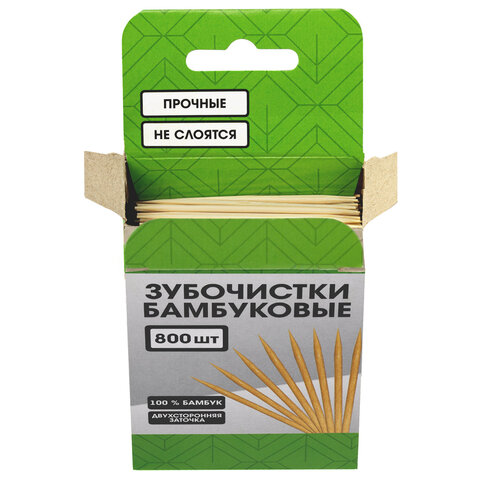 Зубочистки бамбуковые 800 шт. в коробке с подвесом, BOOMHOUSE (БУМХАУС)