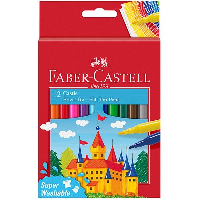 Фломастеры Faber-Castell «Замок», 12цв., смываемые, картон, европодвес