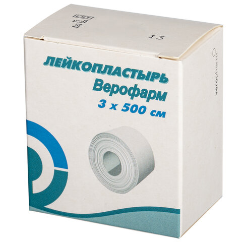 превью Лейкопластырь рулонный ВЕРОФАРМ, 3×500 см, тканевая основа, картонная коробка