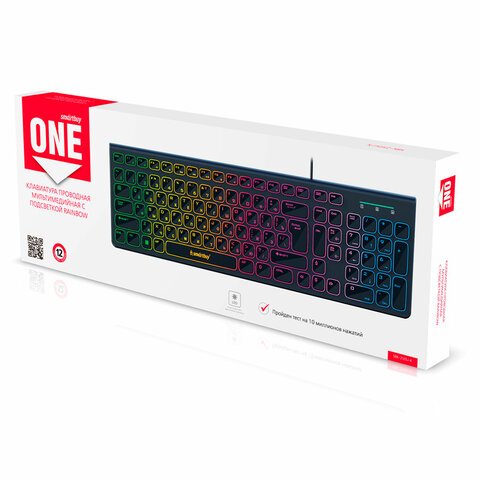 Клавиатура проводная с подсветкой SMARTBUY ONE 250, USB, 104 клавиши, черная