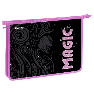Папка для тетрадей 1 отделение, А4 Berlingo «Purple Magic», 340×245×40 мм, пластик, на молнии