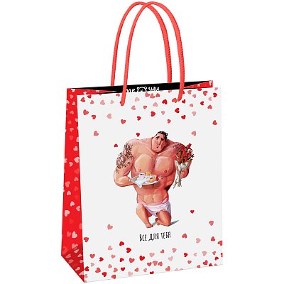 Пакет подарочный 18×23×10см MESHU «Present for you», глянцевая ламинация