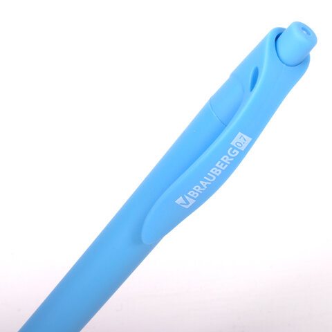 Ручка шариковая масляная автоматическая BRAUBERG «FRUITY Pastel», СИНЯЯ, корпус soft-touch, узел 0.7 мм, линия письма 0.35 мм, 142959