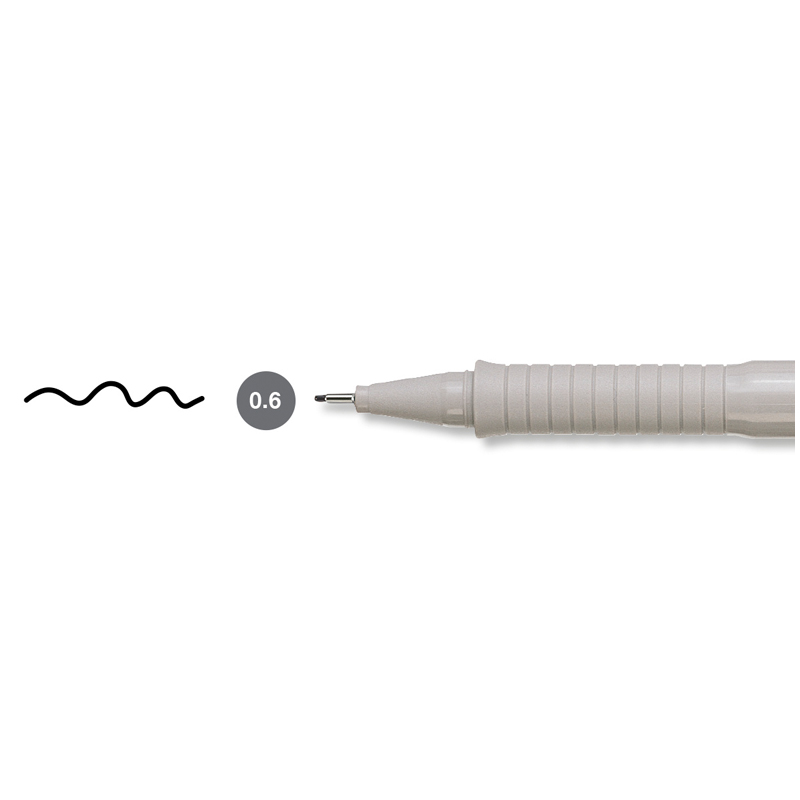 Ручка капиллярная FABER-CASTELL «Ecco Pigment», ЧЕРНАЯ, корпус серый, линия письма 0.6 мм