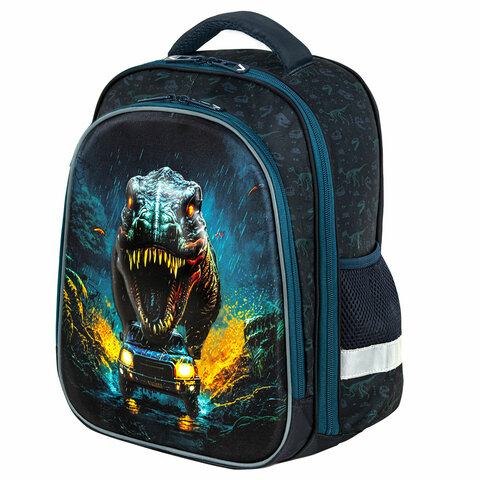 Ранец BRAUBERG KIDS STANDARD, 2 отделения, «Dino chase», 3D панель, 36×28х14 см