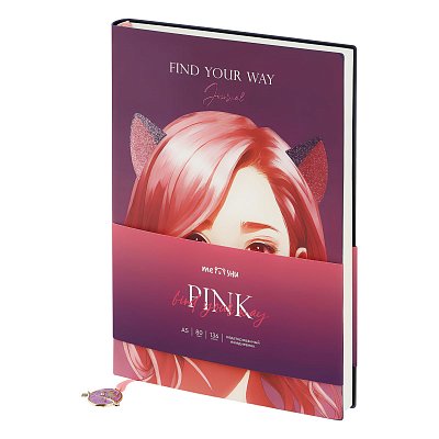 Ежедневник недатированный A5, 136л., кожзам, MESHU «Find your way. Pink», тон. блок, закладка-ляссе с подвеской