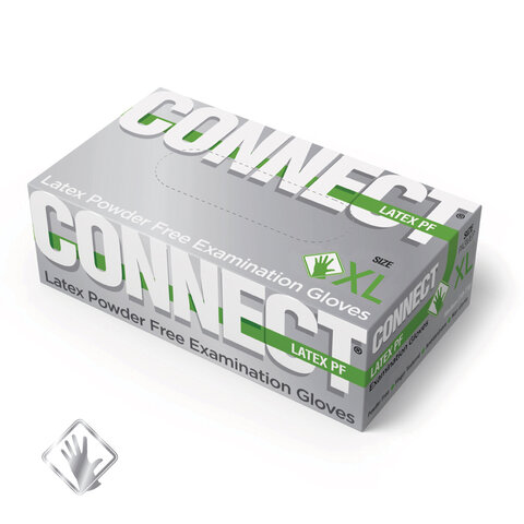 Перчатки смотровые латексные CONNECT неопудренные 45 пар (90 штук), размер XL (очень большие)
