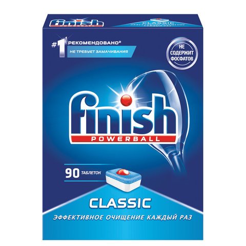 превью Таблетки для мытья посуды в посудомоечных машинах 90 шт. FINISH (Финиш) Classic «PowerBall»