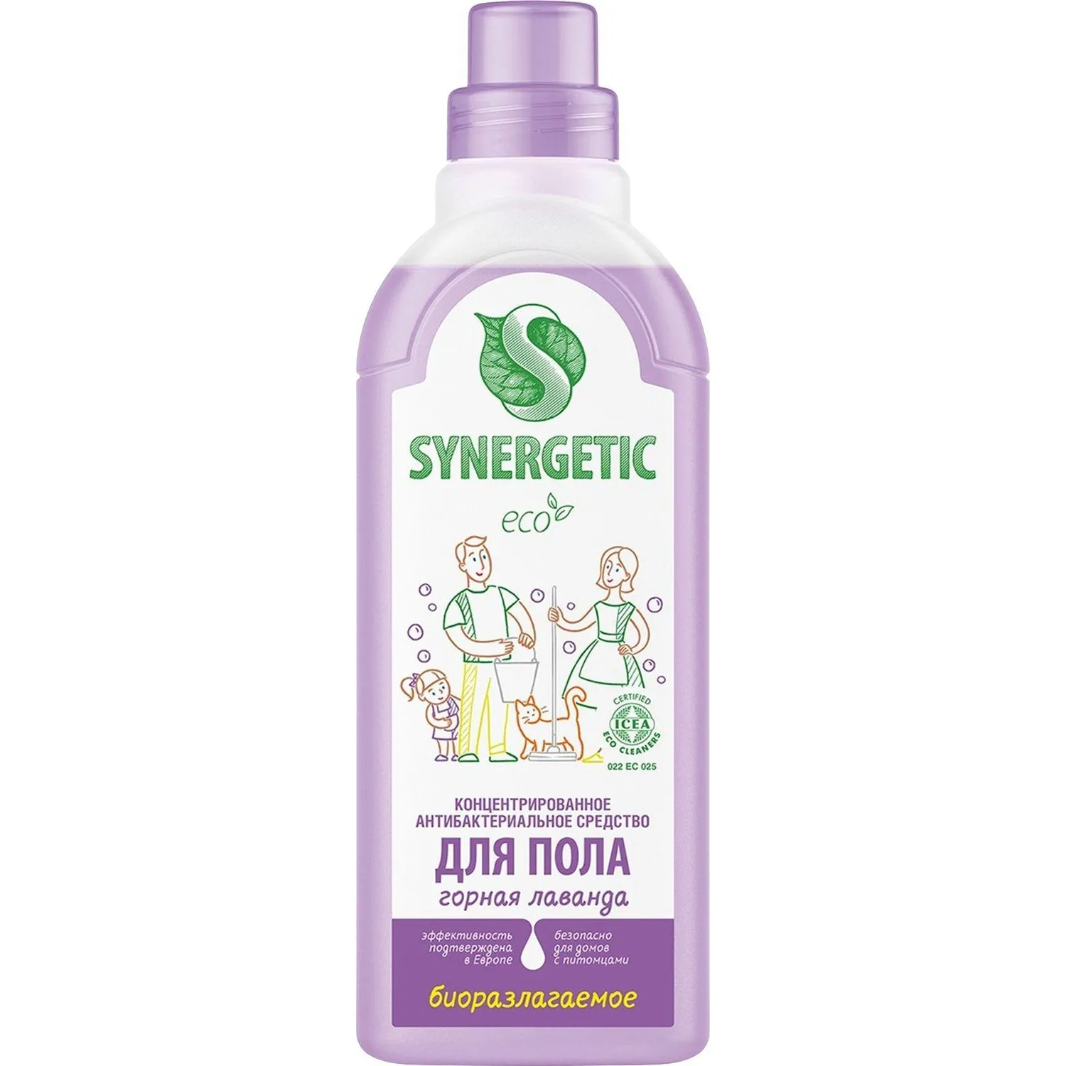 превью Средство для мытья пола Synergetic Горная лаванда 0.75 л универсальное антибактериальное