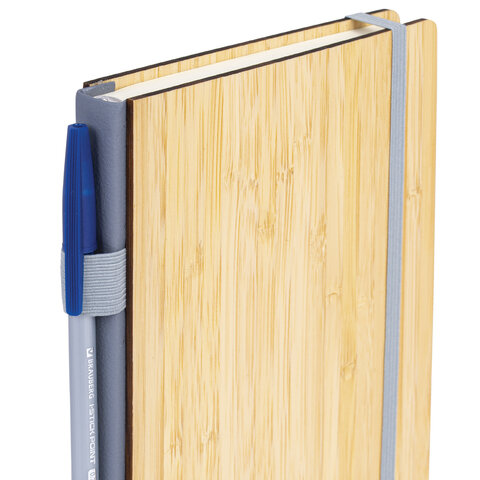 Ежедневник недатированный А5 145×213мм BRAUBERG «Bamboo», резинка, держатель, 160л, коричневый