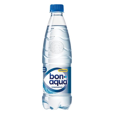 превью Вода ГАЗИРОВАННАЯ питьевая BONAQUA (БонАква), 0.5 л, пластиковая бутылка