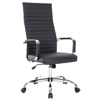 Кресло руководителя Helmi HL-E17 «Slim» Extra, экокожа черная, хром, механизм качания
