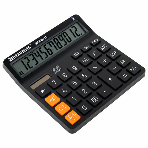 Калькулятор настольный BRAUBERG DIGITAL-12-BK (151×152 мм)12 разрядовдвойное питаниеЧЕРНЫЙ272968