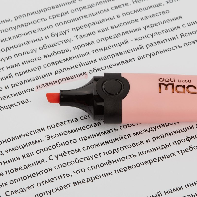 Текстовыделитель Deli Macaron розовый (толщина линии 1-5 мм)