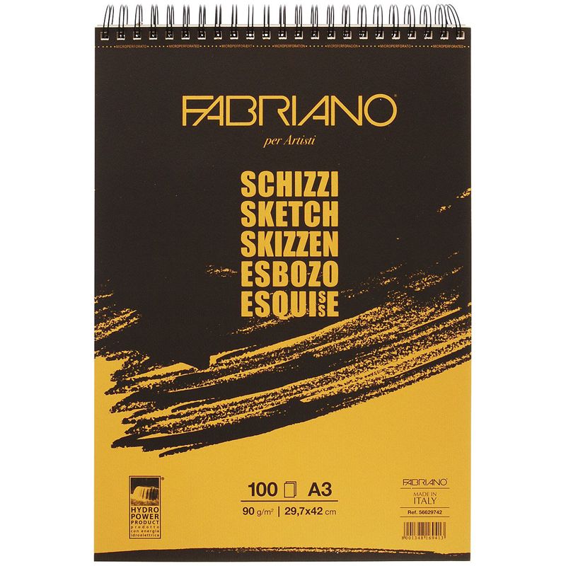 превью Скетчбук 100л. А3 на гребне Fabriano «Schizzi», 90г/м2, мелкозернистая бум. 