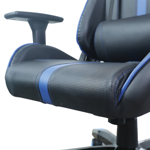 Кресло компьютерное BRABIX «GT Carbon GM-120», две подушки, экокожа, черное/синее, 531930