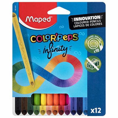 Карандаши цветные монолитные MAPED «Infinity», набор 12 цветов, трехгранные