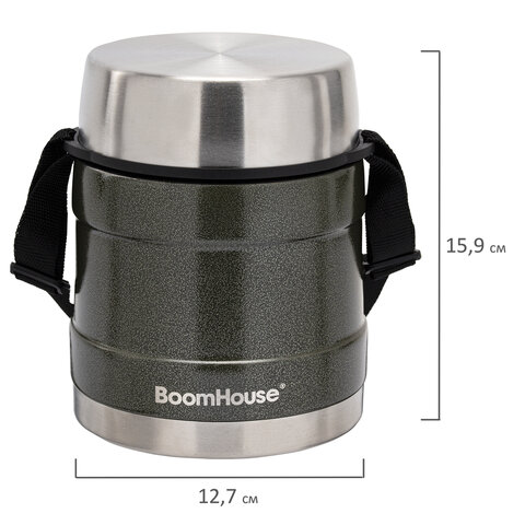 Термос 1 л для еды/напитков с широким горлом, BOOMHOUSE (БУМХАУС) RIBBED, контейнер, нержавеющая сталь SUS304