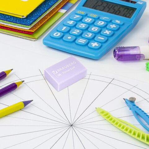 Ластики BRAUBERG «Pastel Soft» НАБОР 12 шт., размер ластика 31×20х10 мм, экологичный ПВХ