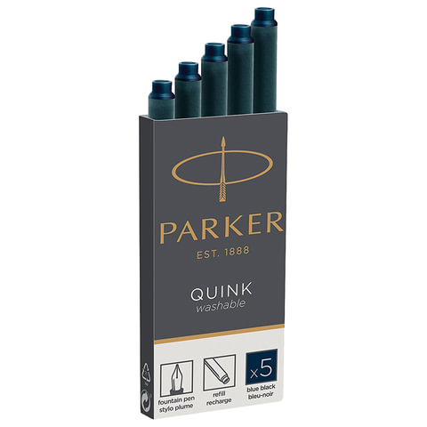 Картриджи чернильные PARKER «Cartridge Quink», КОМПЛЕКТ 5 шт., темно-синие