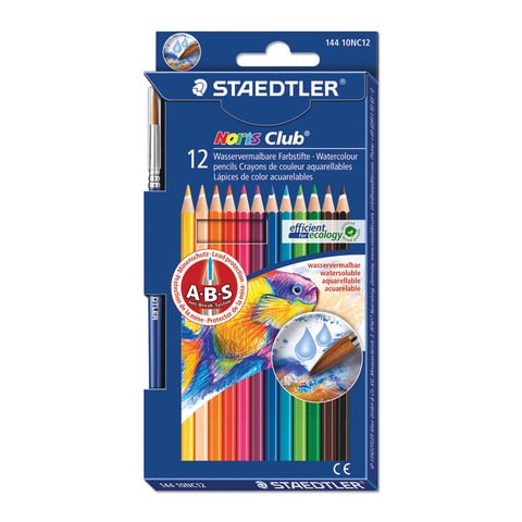 превью Карандаши цветные акварельные STAEDTLER «Noris club»,12 цветов+кисть, заточенные