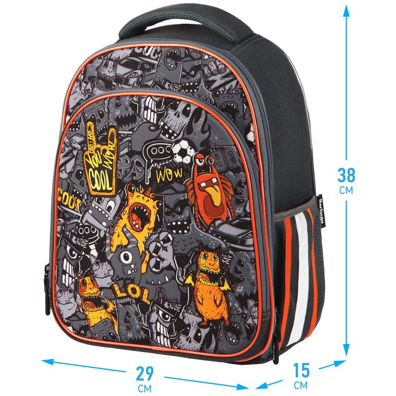Ранец Berlingo Expert Plus «Monster family» 38×29×15см, 2 отделения, 2 кармана, анатомическая спинка