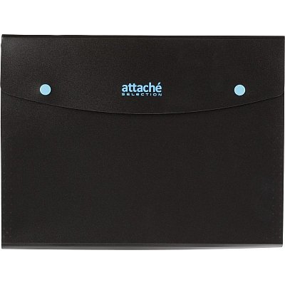 Папка органайзер на кнопке Attache Selection Black&Bluе, А4.500мкм, 6отд