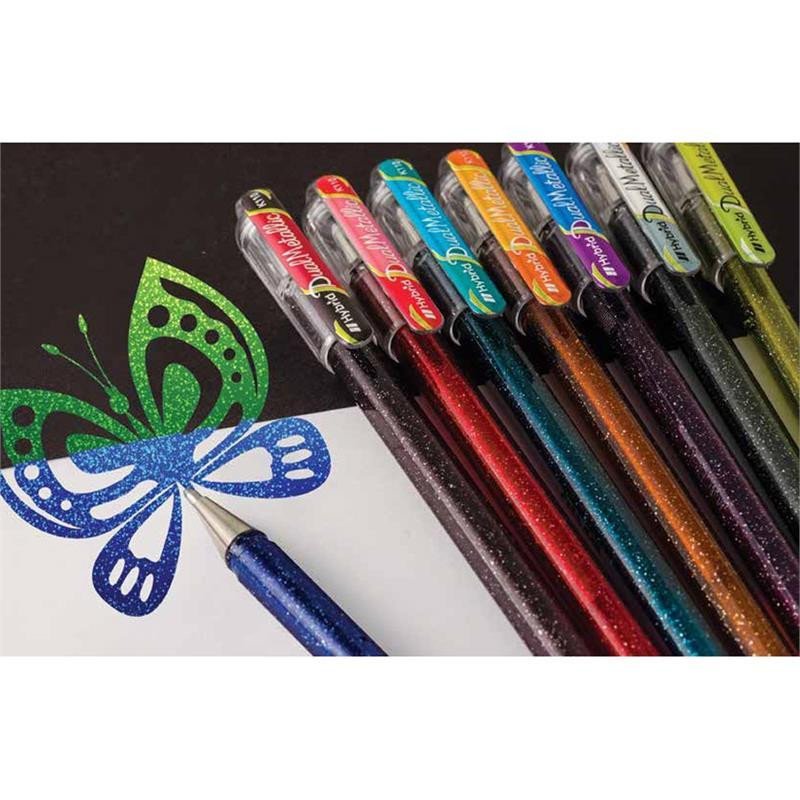 Ручка гелевая Pentel Hibrid Dual Metallic 0.55 мм хамелеон серебро