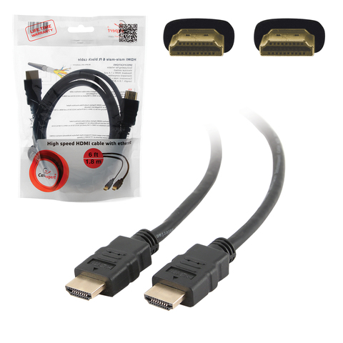 превью Кабель HDMI, 1.8 м, GEMBIRD, M-M, экранированный, для передачи цифрового аудио-видео