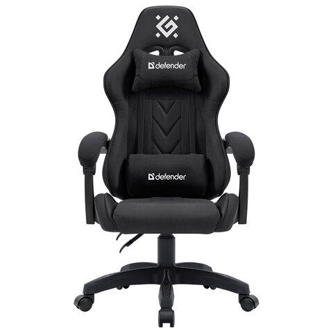 Кресло компьютерное DEFENDER Breeze, 2 подушки, ткань, черное, ш/к 25749