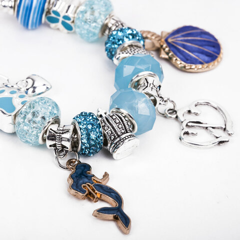 Набор для создания бижутерии и украшений 66 элементов Аквамарин, бусины, браслеты, подвески, BRAUBERG KIDS