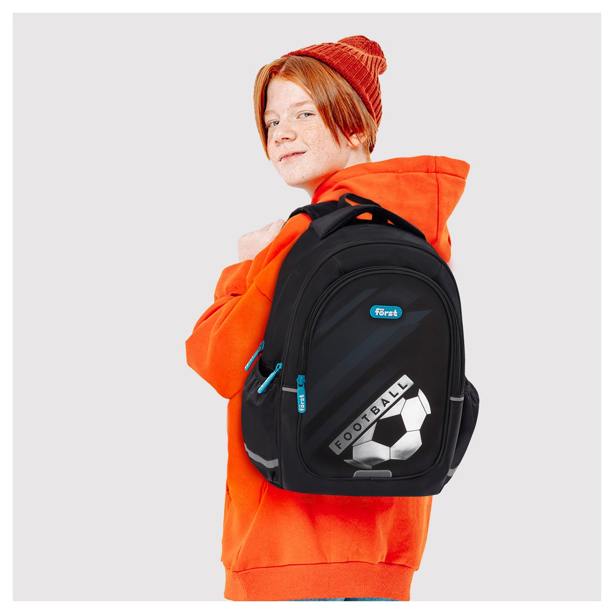 Рюкзак Först F-Cute «Football» 37×29×17см, 3 отделения, 2 кармана, анатомическая спинка