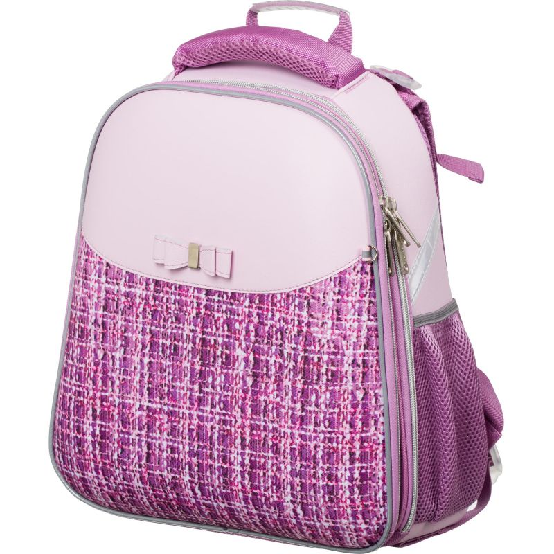 Ранец №1School Basic Fashion твид розовый, 2 отд., эргоном. спинка