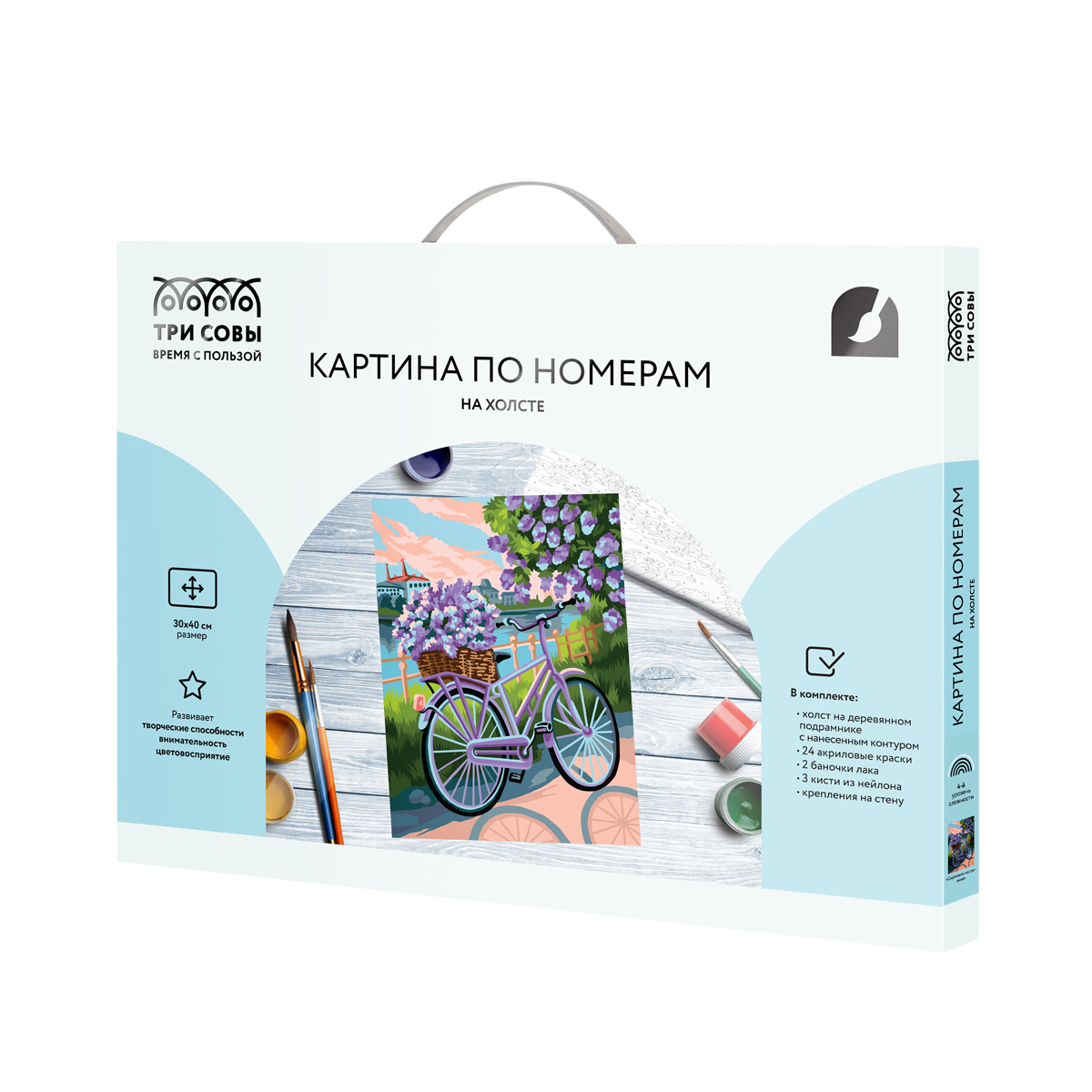 Картина по номерам на холсте ТРИ СОВЫ «Сиреневое настроение», 30×40, с акриловыми красками и кистями