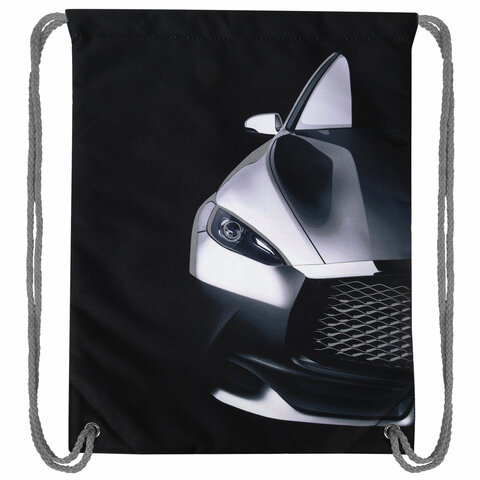 Мешок для обуви BRAUBERG PREMIUM, карман, подкладка, светоотражайка, 43×33 см, «Black car»