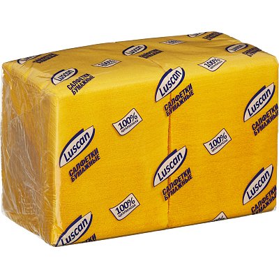 Салфетки бумажные Luscan Profi Pack 1-слойные (24×24 см, желтые, 400 штук в упаковке)