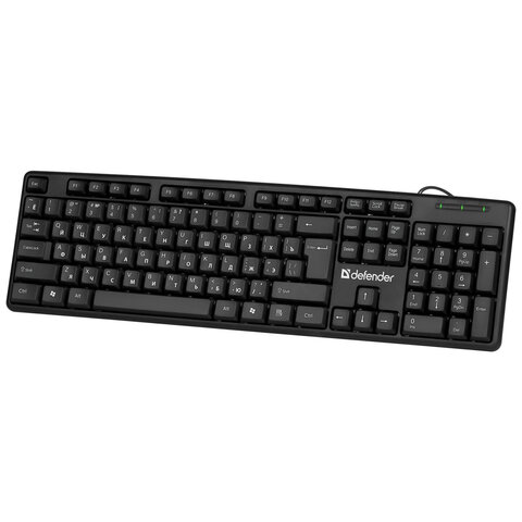 Клавиатура проводная DEFENDER Element HB-520, USB, 104 клавиши + 3 дополнительные клавиши, черная