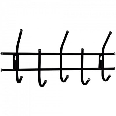 Вешалка настенная «Стандарт 2/5», 280×600×110 мм, 5 крючков, металл, черная