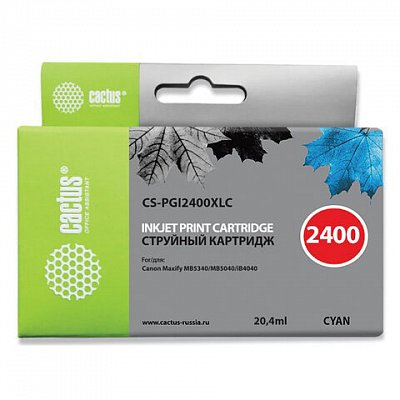 Картридж струйный CACTUS (CS-PGI2400XLC) для CANON iB4040/MB5040/MB5340, голубой, ресурс 1500 стр. 