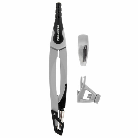 Готовальня BRAUBERG ULTRA, 4 предмета: циркуль 135 мм, запасные грифели, насадка, графитовый цвет