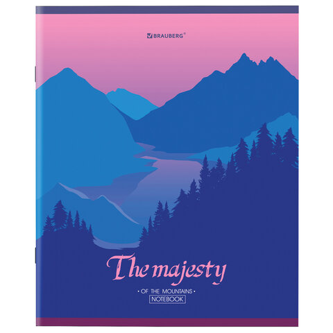 Тетрадь А5 48 л. BRAUBERG скоба, клетка, обложка картон, «Majesty»
