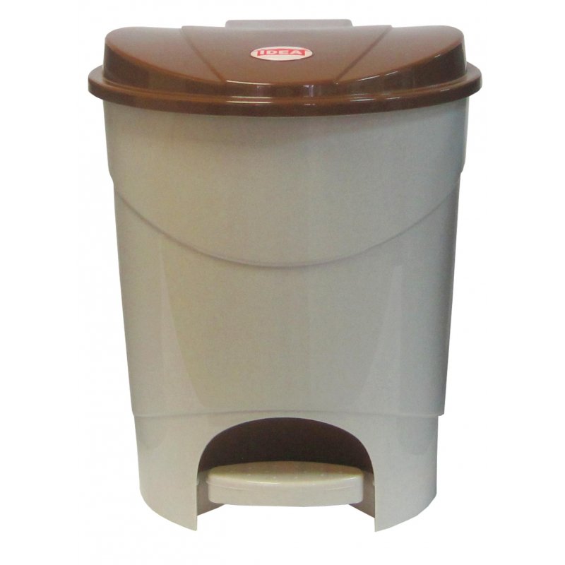 Ведро мусорное с педалью 19л пластиковое, бежевый мрамор