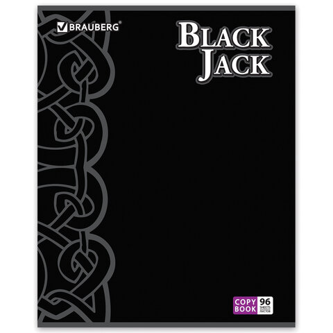 Тетрадь 96 л. BRAUBERG «Pro», офсет 60 г/м2, клетка, выборочный лак, «Black Jack» («Блэк Джэк»), 5 видов