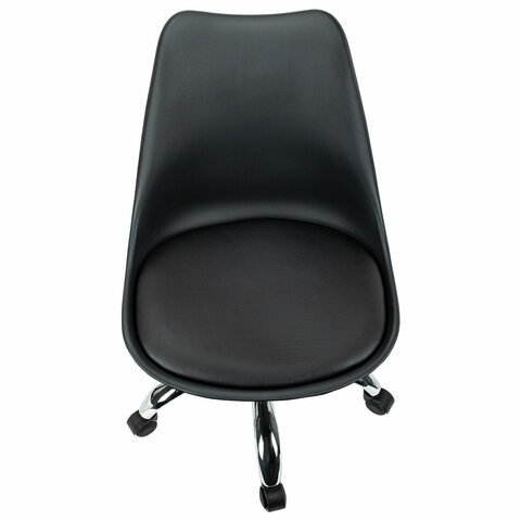 Кресло стул BRABIX «Eames MG-310 CH», хром, пластик черный, экокожа черная