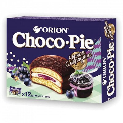 Пирожное Orion Choco Pie Black Currant с черной смородиной 360 г (12 штук в упаковке)